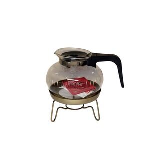 Vintage Bunn Round Glass 8 Cup‎ Coffee Carafe Decanter with Bunn Warming Stand